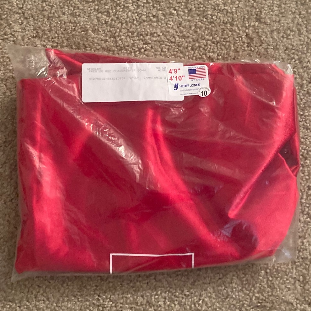 Red graduation gown Herff Jones USA school dress